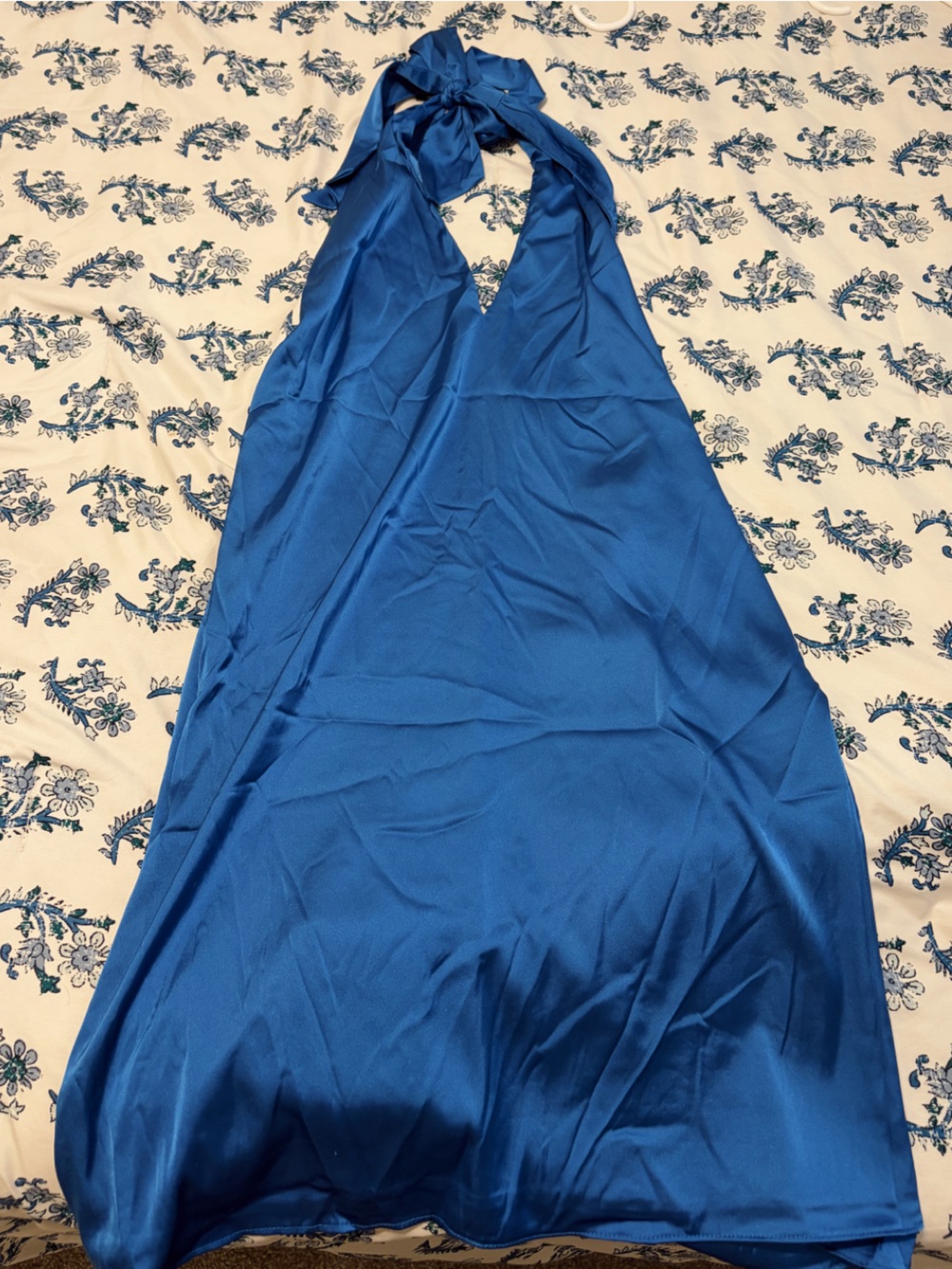 Hello Molly Royal Blue Satin tie mini dress